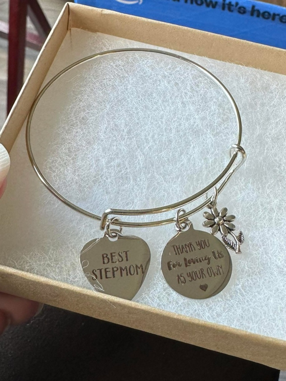 Best Stepmom Silver Charm Bangle Bracelet